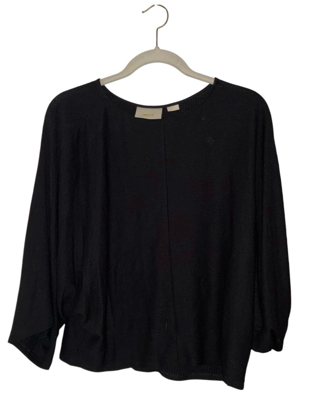 Anthropologie‎ Maeve Crop Top Sz S/M Solid Black Dolman Sleeve Pullover